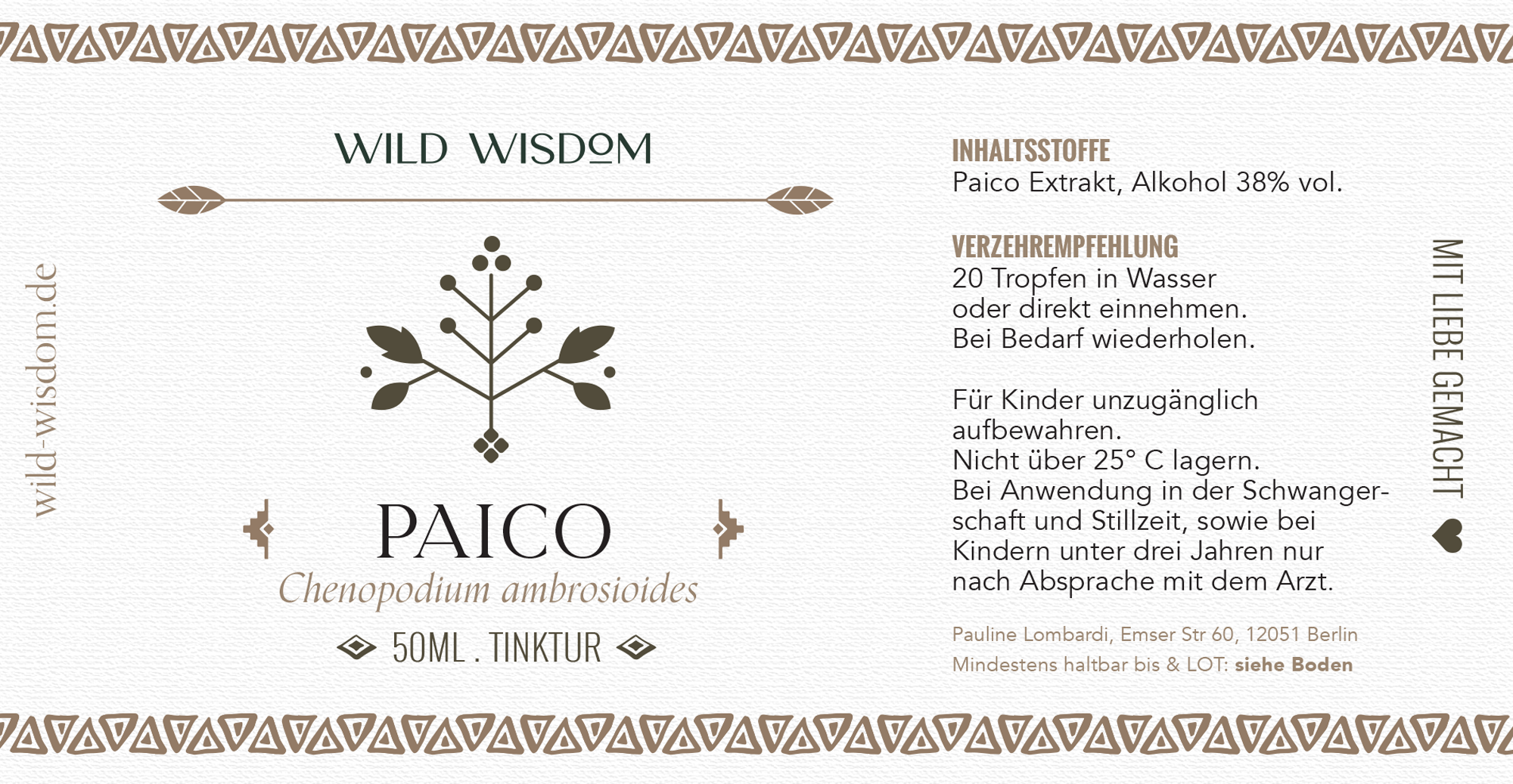 Tintura de Paico 50ml, 38%vol.